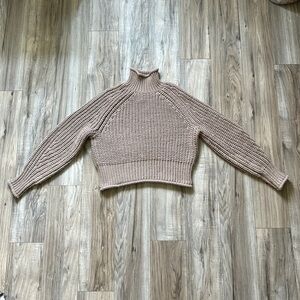 H&M Oversized Purple Crochet Turtleneck Sweater